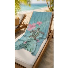Miami Beach Kaplumbağa Desenli Renkli Yüksek Su Emici 70X150CM Plaj Havlusu