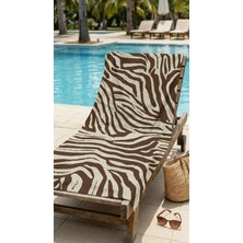 Miami Beach Zebra Desenli Kahverengi Krem Yüksek Su Emici 70X150 Plaj Havlusu