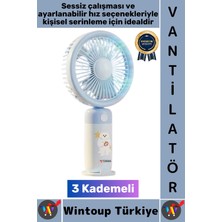 Wintoup #vantilatör Kompakt Sessiz Yoğun Üfleme Stantlı 3 Kademeli Şarjlı Mini El Masa Üstü Fanı Vantilatör