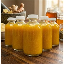 JUNIBELIW JUNİBELİW 15 Adet 50 ml Cam Şişe Beyaz Plastik Kapaklı Çok Amaçlı Shot Şişesi Meyve Suyu Shot Şişesi 15 x 50 ml