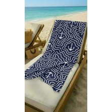 Miami Beach Marin Çapa Desenli Lacivert Yüksek Su Emici 70X150CM Plaj Havlusu