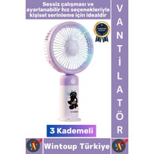 Wintoup #vantilatör Kompakt Sessiz Yoğun Üfleme Stantlı 3 Kademeli Şarjlı Mini El Masa Üstü Fanı Vantilatör