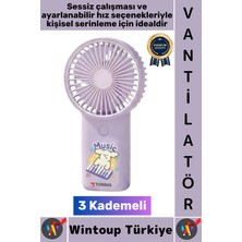 Wintoup #vantilatör Kompakt Sessiz Yoğun Üflemeli 3 Kademeli Şarjlı Şık Figürlü Mini Masa El Fanı Vantilatör