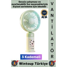 Wintoup #vantilatör Kompakt Sessiz Yoğun Üfleme Stantlı 3 Kademeli Şarjlı Mini El Masa Üstü Fanı Vantilatör