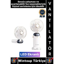 Wintoup #vantilatör Kompakt Sessiz Yoğun Üfleme Şarjlı Ayarlanabilir Başlık 5 Kademeli El Fanı Vantilatör