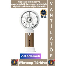 Wintoup #vantilatör Kompakt Sessiz Yoğun Üflemeli 6 Kademeli Şarjlı Turbo Mini Masa Üstü El Fanı Vantilatör
