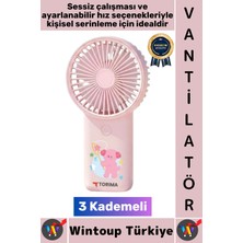 Wintoup #vantilatör Kompakt Sessiz Yoğun Üflemeli 3 Kademeli Şarjlı Şık Figürlü Mini Masa El Fanı Vantilatör