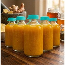 JUNIBELIW JUNİBELİW 15 Adet 50ML Cam Şişe Mavi Plastik Kapaklı Çok Amaçlı Shot Şişesi Meyve Suyu Shot Şişesi 15X50ML