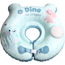 Bigstoy Bebek Yüzme Simidi Bas Şişir Pratik 0-1 Yaş Çift Emniyet Kilitli Mavi Dino Simit