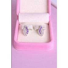 Miraç Gümüş Takı Atölyem 925 Ayar Gümüş Zirkon Taşlı Kız Çocuk Küpesi