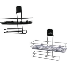 TKÇ Metal Mix : Siyah - Krom Roza Raflı Kağıt Havluluk Yapışkanlı Montaj - Pls Raf