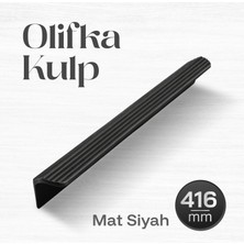 Badem10 Olifka Çizgili Mat Siyah Çekmece Kulp 416 mm Modern Lüks Mobilya Dolap Çekmece Kulbu Metal