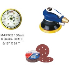 NAIL-AT-980-6V Havalı Döner Zımpara 150MM+AKDENIZ Cırtlı Taban 150MM 6 Delikli M.UF662+150MM Delikli Cırt Zımpara 50 Adet