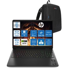 Hp Omen Slim 16-AN0025NT Intel Core Ultra 7 255H 32GB Ddr5 2tb SSD RTX5070 8gb 115W Windows 11 Home 16" Wqxga (2560 x 1600) 240 Hz 3ms IPS 500 Nits Oyuncu Bilgisayarı OCJ8V8EAH15 + Zetta Çanta