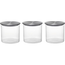 altabi Metal Kapaklı 3lü Kavanoz Takımı 600 ml Borosilkat Cam Hava Almaz