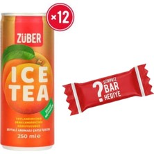 Züber Ice Tea Şeftali Soğuk Çay 250ml x 12 Adet + Sürpriz Bar Hediye