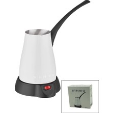 TKÇ Beyaz Elektirkli Cezve Türk Kahve Makinesi 5 Fincan - 400ML Hazne Paslanmaz Çelik 360 Derece Döne