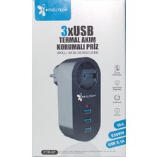 TKÇ Akım Korumalı Tekli Priz - Akıllı Akım Dengeleme - 3xusb - Isıya Karşı Dayanıklı