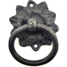 Antika Tarz Dekoratif Pirinç Çiçek Mobilya Kulbu, Kapı Kilit Halkası - 50MM, Oksit