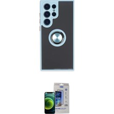 TKÇ Ieg™ Galaxy S23 Ultra Kılıf Yörünge Çizgi - Siyah Durable Full Glue Curved Cam