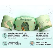 Bigstoy Çocuk Kollu Can Yeleği Emniyet Kilitli Gövde Destekli Yüzme Yardımcısı Dinozor Desenli