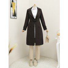 Moda Morfo Kemerli Astarlı Bolero Detaylı Kaban -Kahve