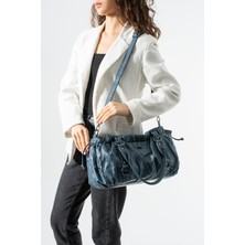 571 Collections Çanta Yıkanmış Deri, Büzgü Detaylı, Omuz Çantası MODEL:(571-12R)