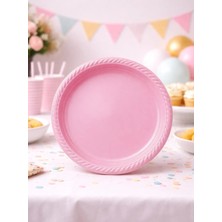 Parti Adresi Plastik Tabak Doğum Günü Parti Tabağı Pembe 21 cm 25'li