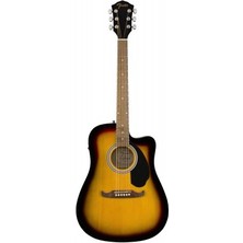 Fender 0971113532 FA-125CE Dreadnought Elektro Akustik Gitar | Sunburst Renk, Ceviz Klavye, Dahili Fishman Preamp ve Tuner, Kesik Kasa (Cutaway)