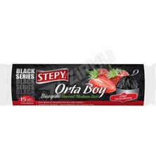 3 Adet Stepy Büzgülü Çöp Torbası Çilek Kokulu Orta Boy