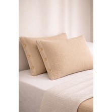 Veronica Line 6 Kat Müslin %100 Pamuk 2'li Düğmeli Yastık Kılıfı Set 50X70 Organik