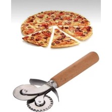 İsmiyle Al Çift Başlıklı Ahşap Saplı Pizza Kesici Hamur Kesici