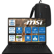 MSI Msı Creatorpro X18 Hx A14VKSG-481TR Intel Core I9 14900HX 128GB Ddr5 6tb SSD Windows 11 Home Rtx 3500 Ada Gddr6 12GB 175W 18 Inç Uhd+ (3840×2400) 120Hz Mobil Iş Istasyonu 481TRH21 + Zetta Çanta