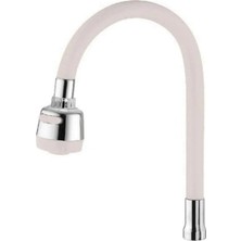 TKÇ Renkli Silikonlu Oynar Başlıklı 2 Fonksiyonlu Spiral Musluk Başlığı - Beyaz