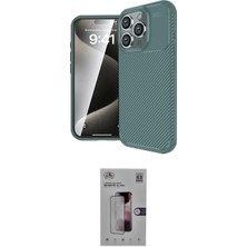 TKÇ Ieg™ Iphone 16 Pro Kılıf Eksen Form Prime - Siyah Bilvis 3D Mat Cam Ekran Koruyucu