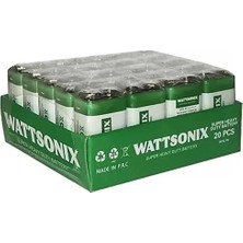 Wattsonix Çinko Karbon 6F22 9 Volt Pil (20'li Paket)