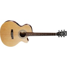 Cort Sfx-Melhop Ince Kasa Solak Elektro Akustik Gitar | Naturel Renk, Open Pore Bitiş, Cutaway Tasarım, Dahili Preamp