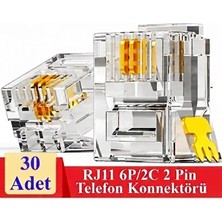 Derwell 30 Adet RJ11 2pin Jak 6P2C 2 Pinli Plug Altın Kaplama 2 Çekirdek Telefon Kablosu Için Konnektör