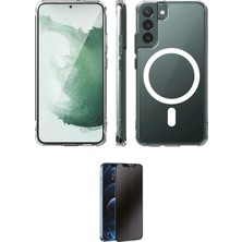 TKÇ Ieg™ Galaxy S22 Kılıf Ahenk Yansıma Prime - Siyah 3D Antistatik Hayalet Cam Ekran Koruyucu