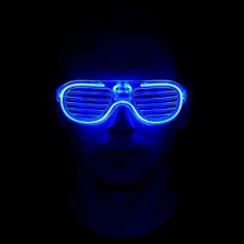 Nemere Mavi LED Işıklı Parti Gözlüğü - Neon Glow Gözlük 3 Modlu