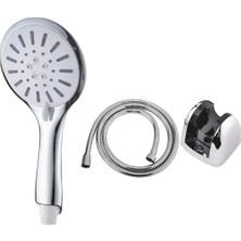 Eco Lounge 4 Kademeli Krem Duş Seti El Duşu Başlığı Spiral Hortum ve Duvar Askısı