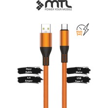 Mtl 3.4A USB To Type-C Örgülü Metal Başlıklı Hızlı Şarj ve Data Kablosu 1.5 Metre MT2051