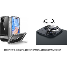 Esr iPhone 15 Kılıf Kickstand Silikon - Şeffaf + Kamera Lens Koruyucu Set