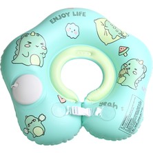 Bigstoy Kendinden Pompalı Bebek Yüzme Simidi - Pompa Gerektirmeyen Yeni Nesil 0-12 Ay Bebek Simidi, Çift Emniyet Tokalı Güvenli Tasarım (Dinozor Yeşil)