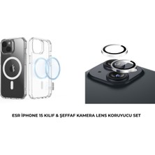 Esr iPhone 15 Halolock Magsafe Hybrid Silikon Kılıf Şeffaf + Kamera Lens Koruyucu Set