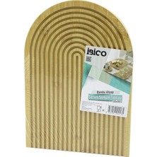 TKÇ Yarım Daire  Çift Taraflı=düz - Kanallı Ahşap Bambu Sunum Tepsi 22X32CM