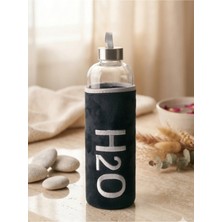 Tohana H2O Peluş Kılıflı Cam Matara 1000 ml Siyah