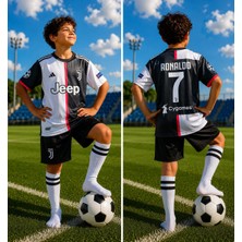 Sidas Ronaldo Juventus 21/22 Sezon Deplasman Siyah Çocuk Futbol Forma Takımı