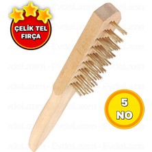 EvdeLazım Ahşap Saplı Çelik Tel Fırça Yağ Kir Pas Sökücü Döküm Yüzey Mangal Izgara Tost Makinesi Fırçası 5no