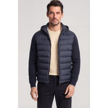 Paul & Shark Erkek Normal Kalıp Kapitone Tasarımlı Kapüşonlu Fermuarlı Lacivert Ceket 26412360-013